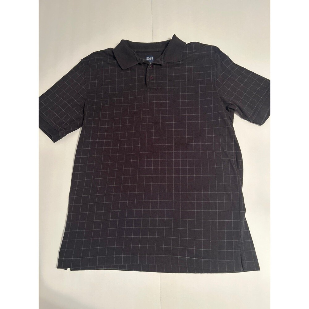 Basic Editions Men’s Black Patterned Short Sleeve Polo Shirt – Size Large